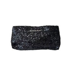 Victoria's Secret Black Sequin Clutch Evening Bag Sparkle Glamour Holiday